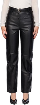 Black Straight Leather Pants