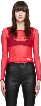 Red Semi-Sheer Long Sleeve T-Shirt