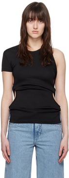 Black Open Twist Side T-Shirt