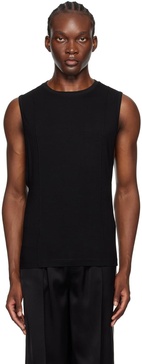 Black Creased Muscle Tank Top