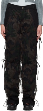 Black Camouflage Mesh Layered Tying Trousers