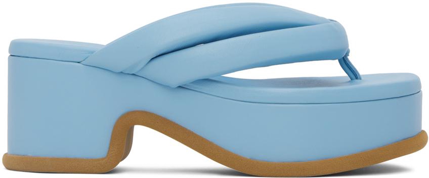 Blue Platform Thong Heeled Sandals