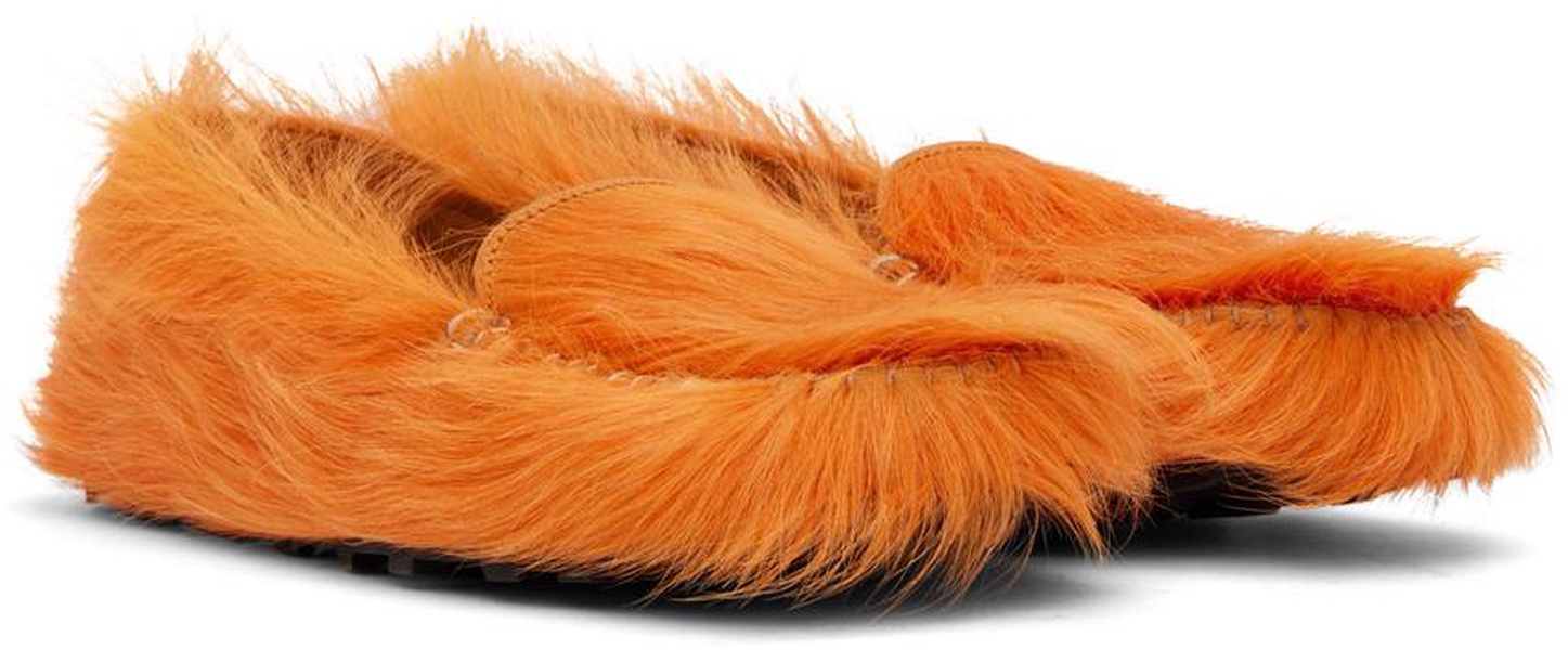 Orange Calf-Hair Moc Loafers