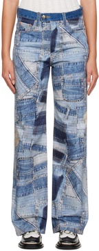 Blue Patchwork Jeans