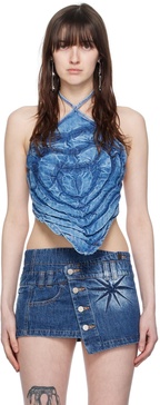 Blue Halter Denim Tank Top