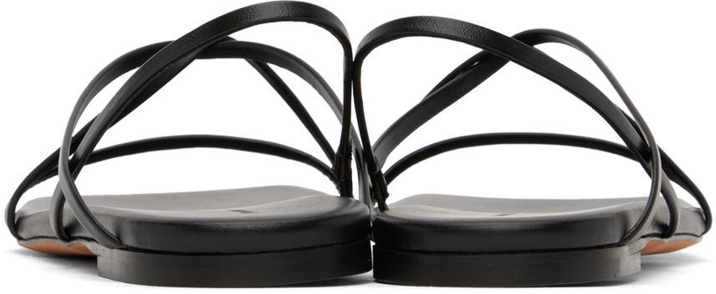 Black Square Strappy Flat Sandals