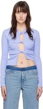 Blue Open Twist Long Sleeve T-Shirt