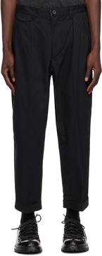 Black 2 Pleats Twill Trousers