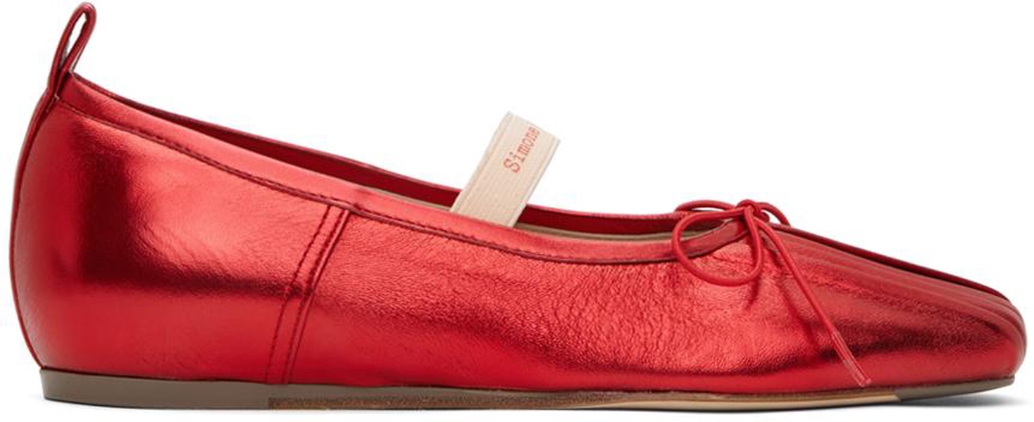 Red Classic Logo Band Ballerina Flats