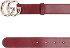 GUCCI Elegant Red Leather Belt with Gold-Tone Buckle 6x4.7 cm