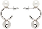 Silver Bell Charm Hoop Earrings