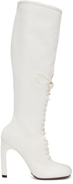 White Lace-Up Boots