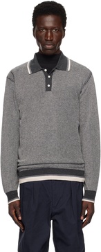 Gray Knit Collar Line Polo