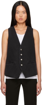 Black V-Neck Denim Vest