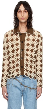 Brown Argyle Cardigan