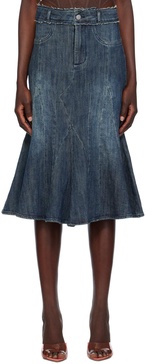 Blue Gaudi Denim Midi Skirt