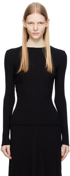 Black Colorblocked Turtleneck