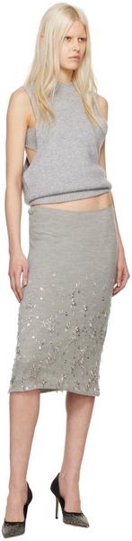 Gray Crystal Cluster Midi Skirt