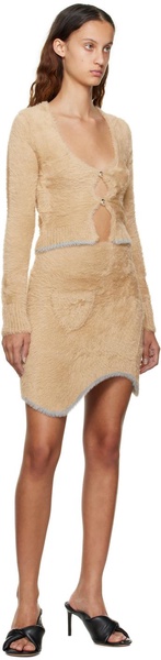 Beige Venus Faux-Fur Miniskirt