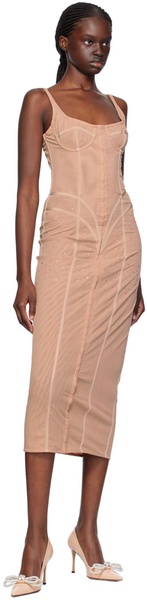 Beige Crystal Maxi Dress