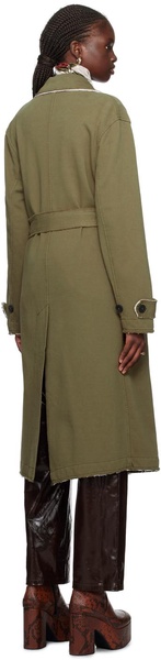 Khaki Raw Edge Trench Coat