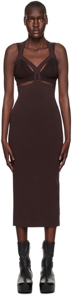 Brown Interlink Midi Dress