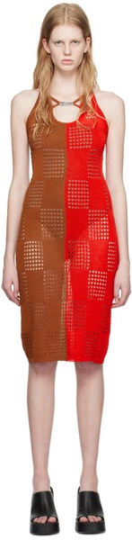 Red & Brown Keira Midi Dress