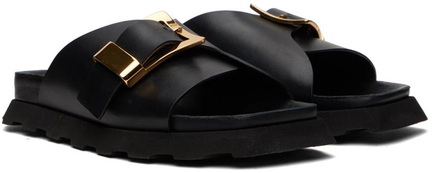 Black Buckle Slides