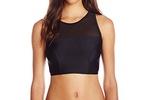 bottom's up sport crew neck mesh bikini top in black