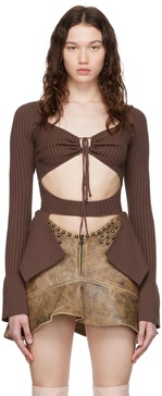 Brown Cut Out Blouse