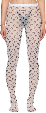 White Moon Printed Mesh Tights