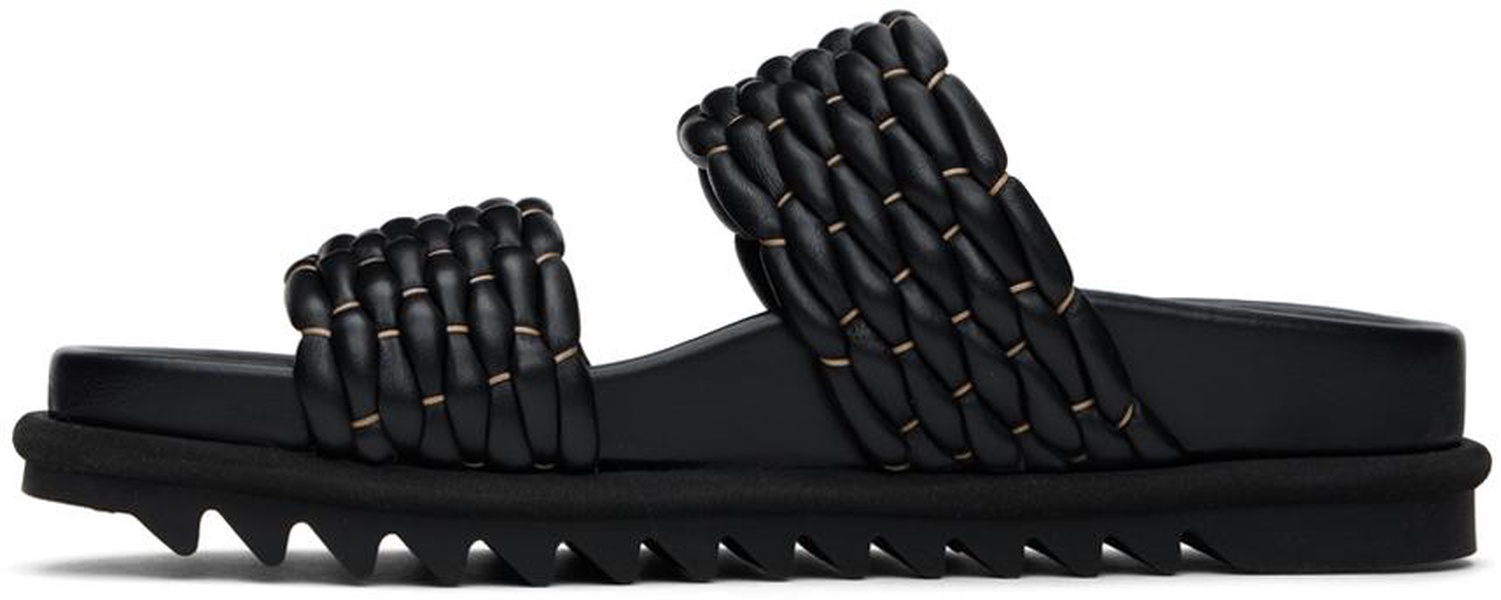 Black Leather Braided Sandals