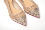 Christian Louboutin Silver Flat Point Toe Crystals Shoe