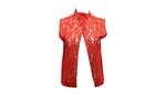 sleeveless lace blouse in red silk