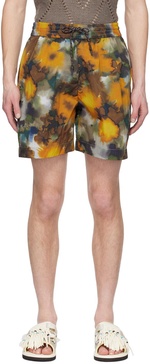 Khaki & Yellow Graphic Shorts