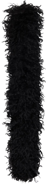 Black Faux Curly Lamb Fur Long Scarf