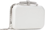 White Double Bow Satin Clutch