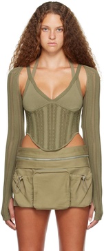 Green Snakeskin Column Corset Top