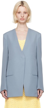 Blue Collarless Blazer