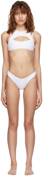 SSENSE Exclusive White Ribbed Harness Bikini