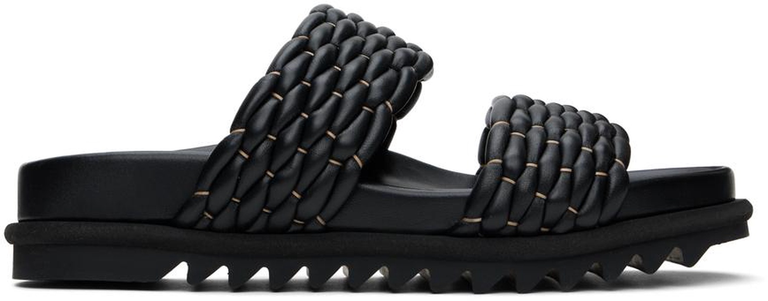 Black Leather Braided Sandals