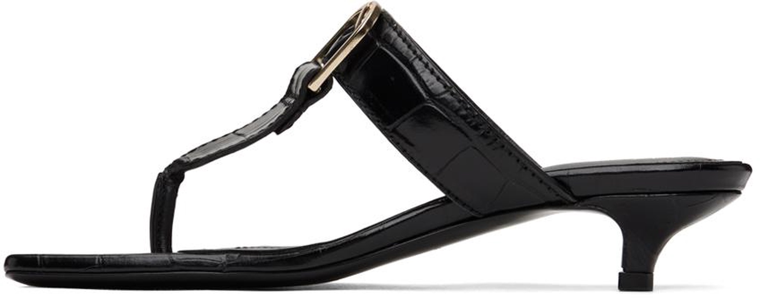 Black 'The Belted Croco' Heeled Sandals