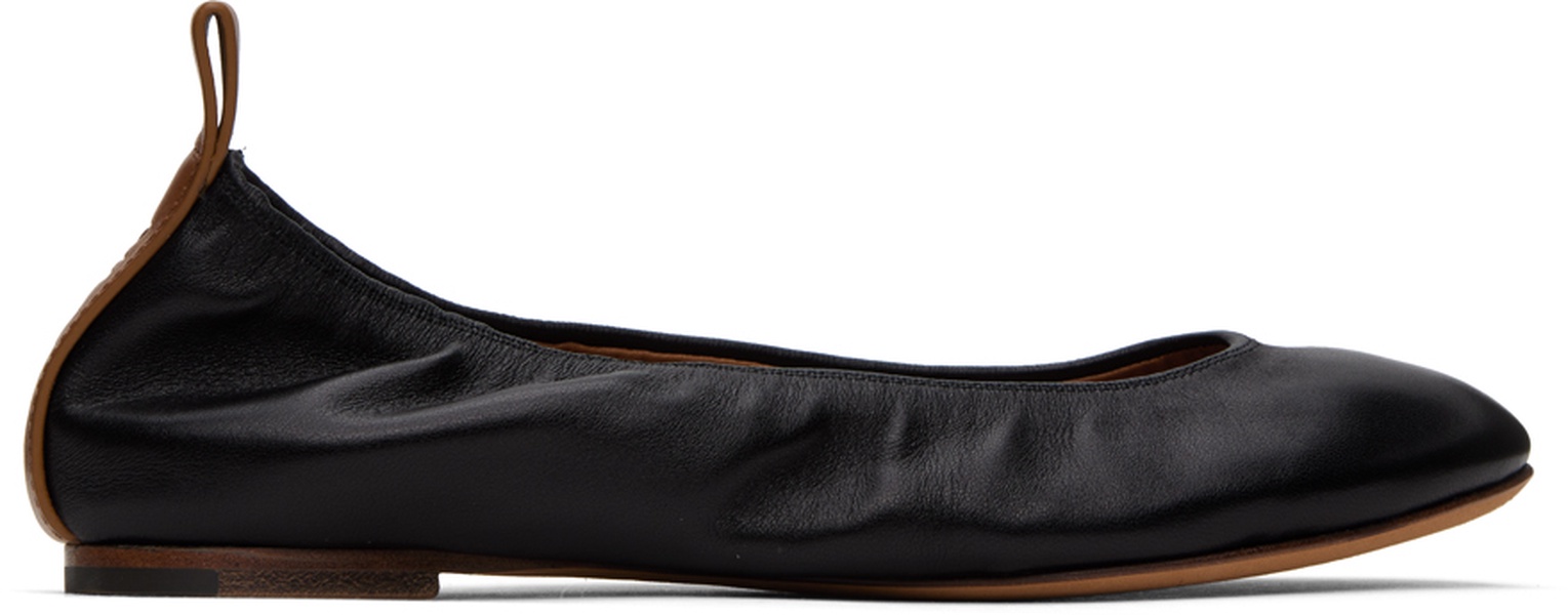 Black Leather Ballerina Flats