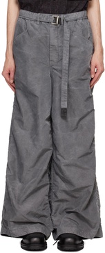 Gray Nylon Twill Trousers