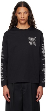 Black Printed Ribbon Logo Long Sleeve T-Shirt