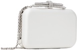 White Double Bow Satin Clutch