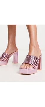 RAID Stella platform mules in metallic pink