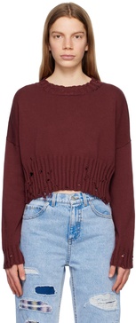 Burgundy Distressed Sweater