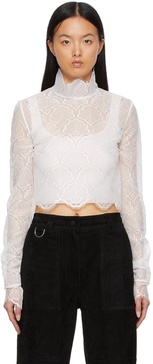 White Lace Cropped Turtleneck