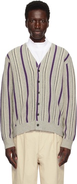 Gray Stripe 12G Cardigan